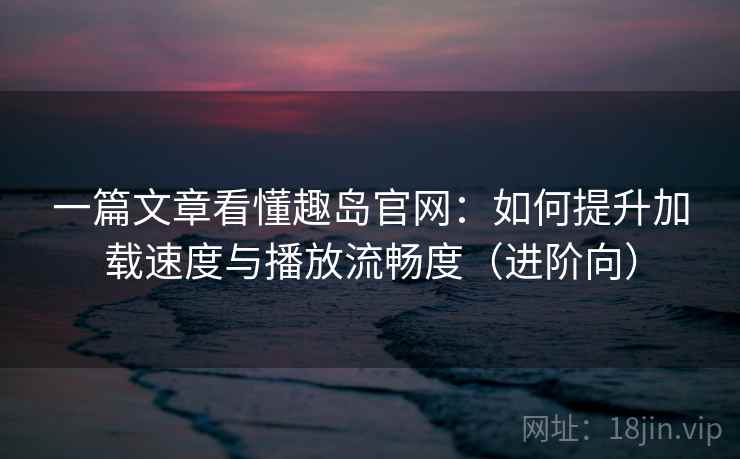 一篇文章看懂趣岛官网：如何提升加载速度与播放流畅度（进阶向）